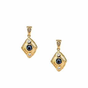 10k Gold Rocks 'n Rivers Post Earrings - Lab Grown Blue Sapphire