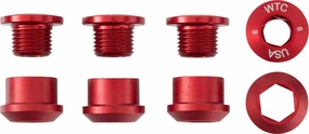 1x Chainring Bolt Set - 6mm Dual Hex Fittings Set/4 Red