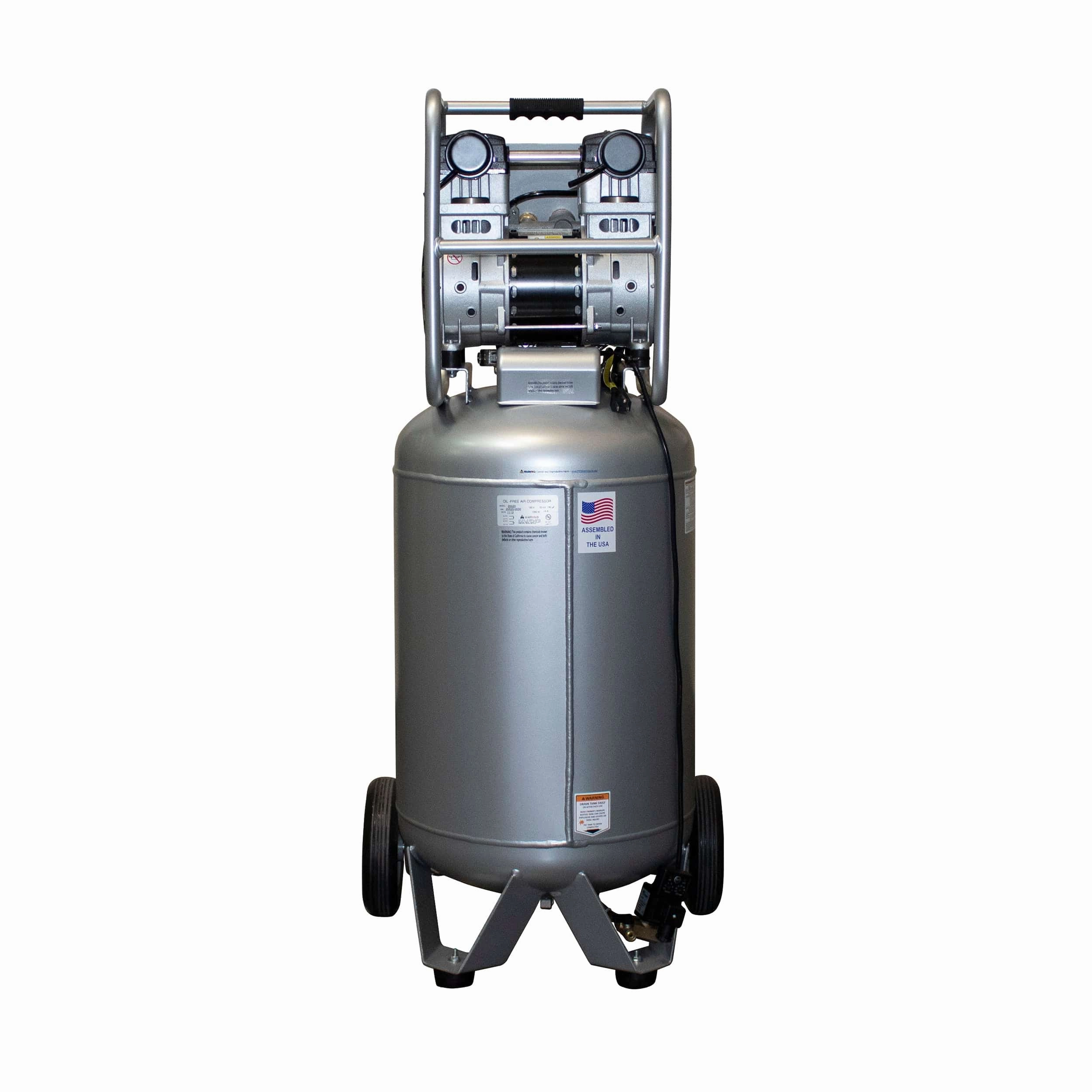 2HP 20 Gallon Oil-Free Steel Tank Air Compressor with Auto Drain Valve