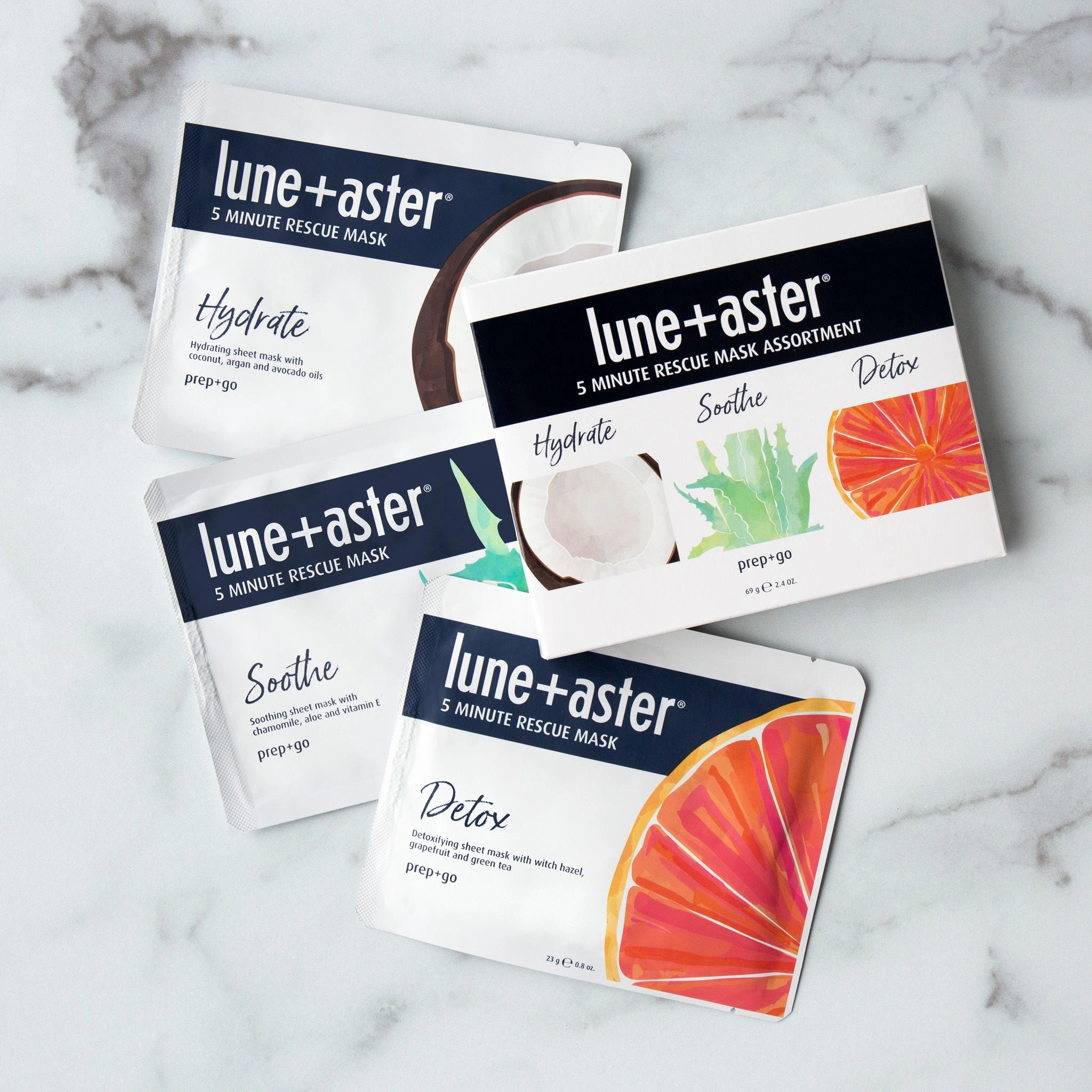 5 Minute Rescue Mask Assortment Trio Hydrate. Soothe and Detox