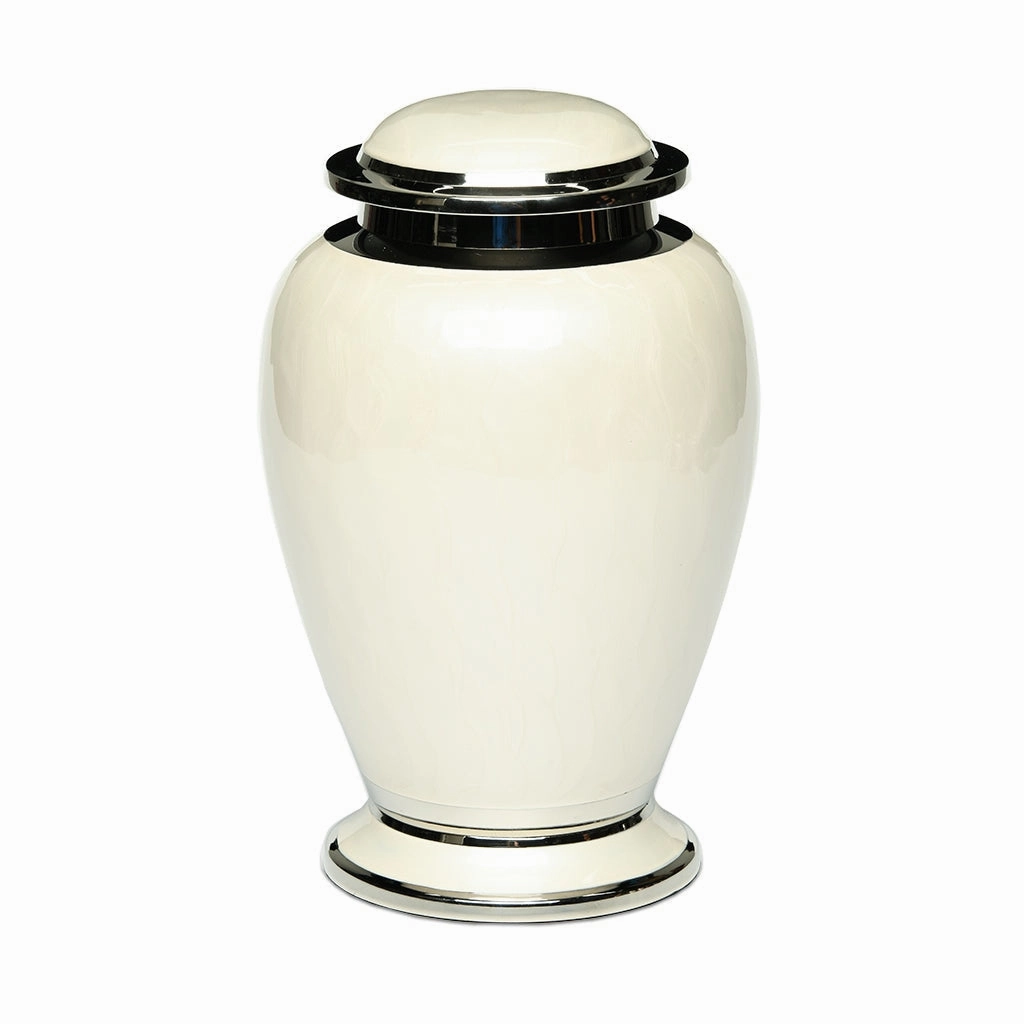 ADULT - Brass Urn -2571- Gleaming Enamel with Nickel Banding