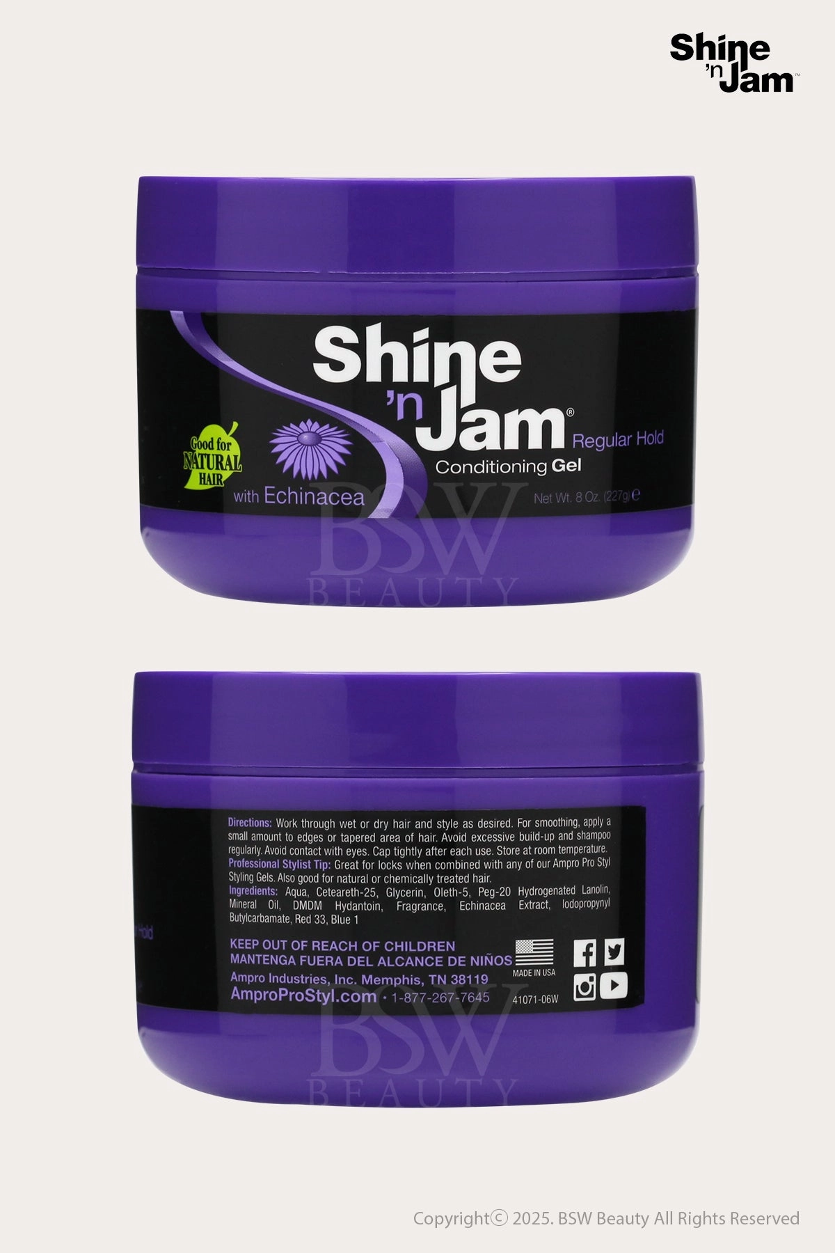 AMPRO PRO STYLE SHINE'N JAM CONDITIONING GEL REGULAR HOLD - 2 SIZE