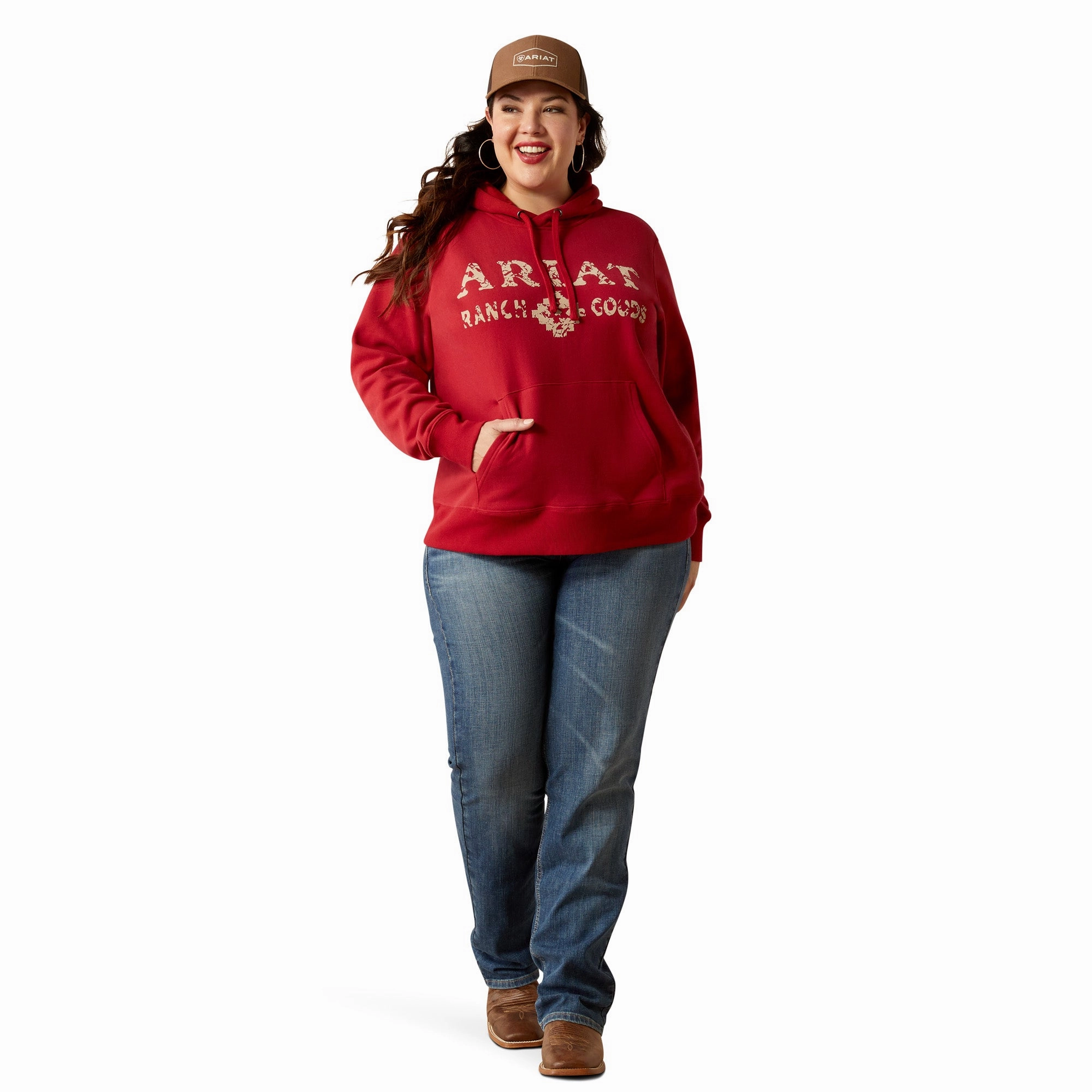 Ariat Ladies 10052410 Ranch Goods Hoodie in Rio Red