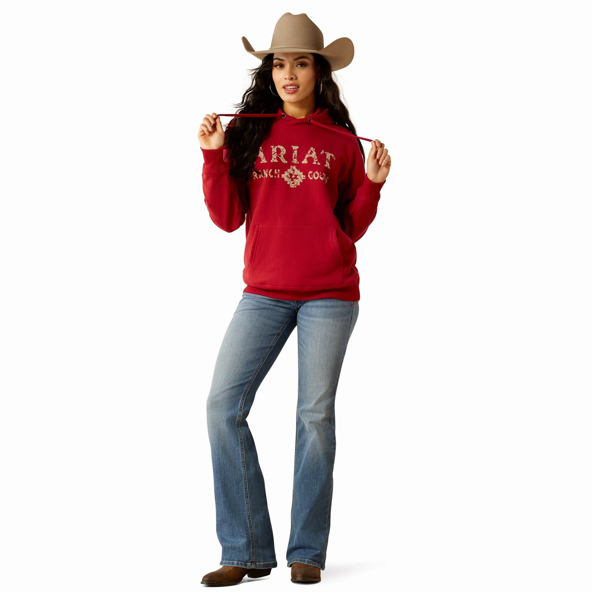Ariat Ladies 10052410 Ranch Goods Hoodie in Rio Red