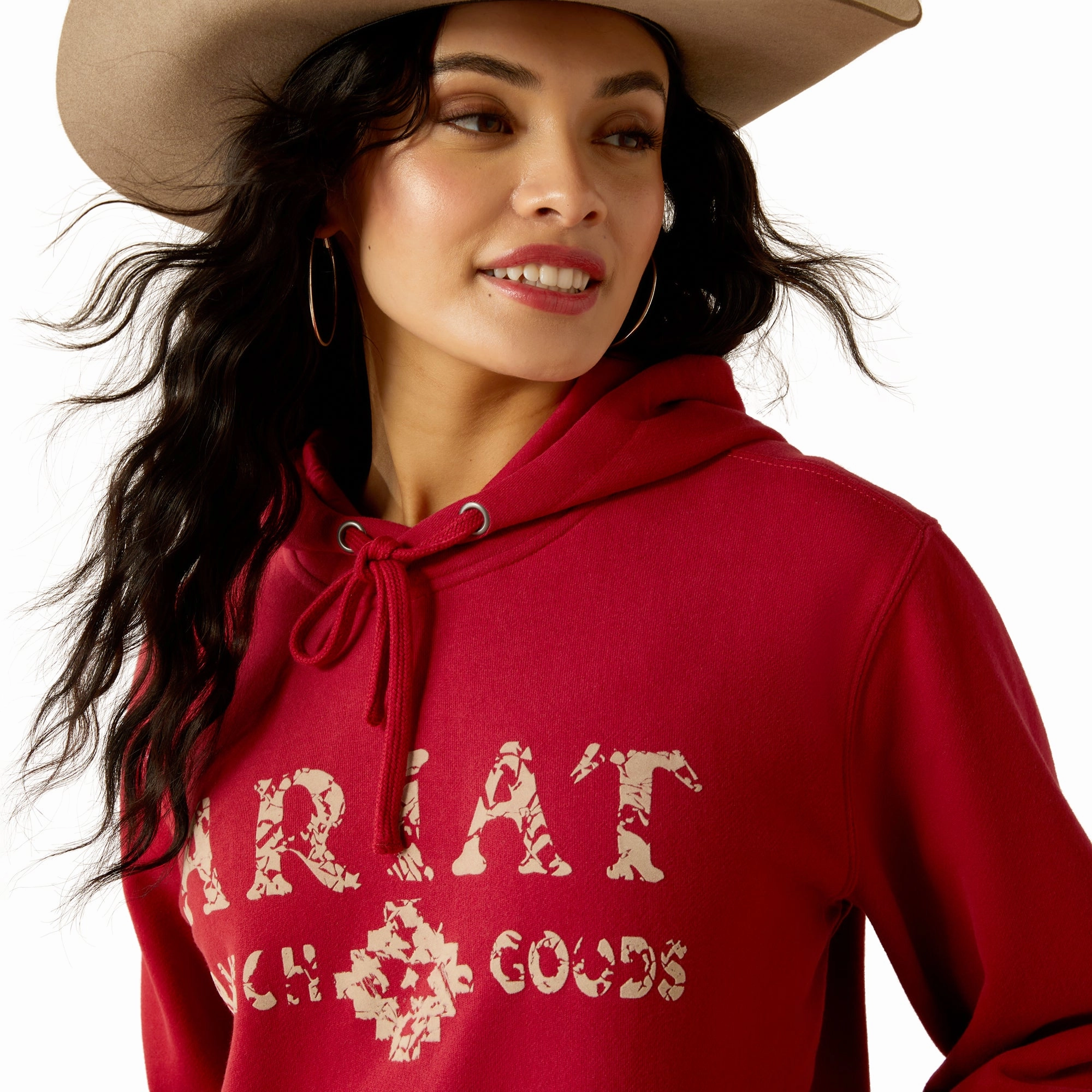Ariat Ladies 10052410 Ranch Goods Hoodie in Rio Red