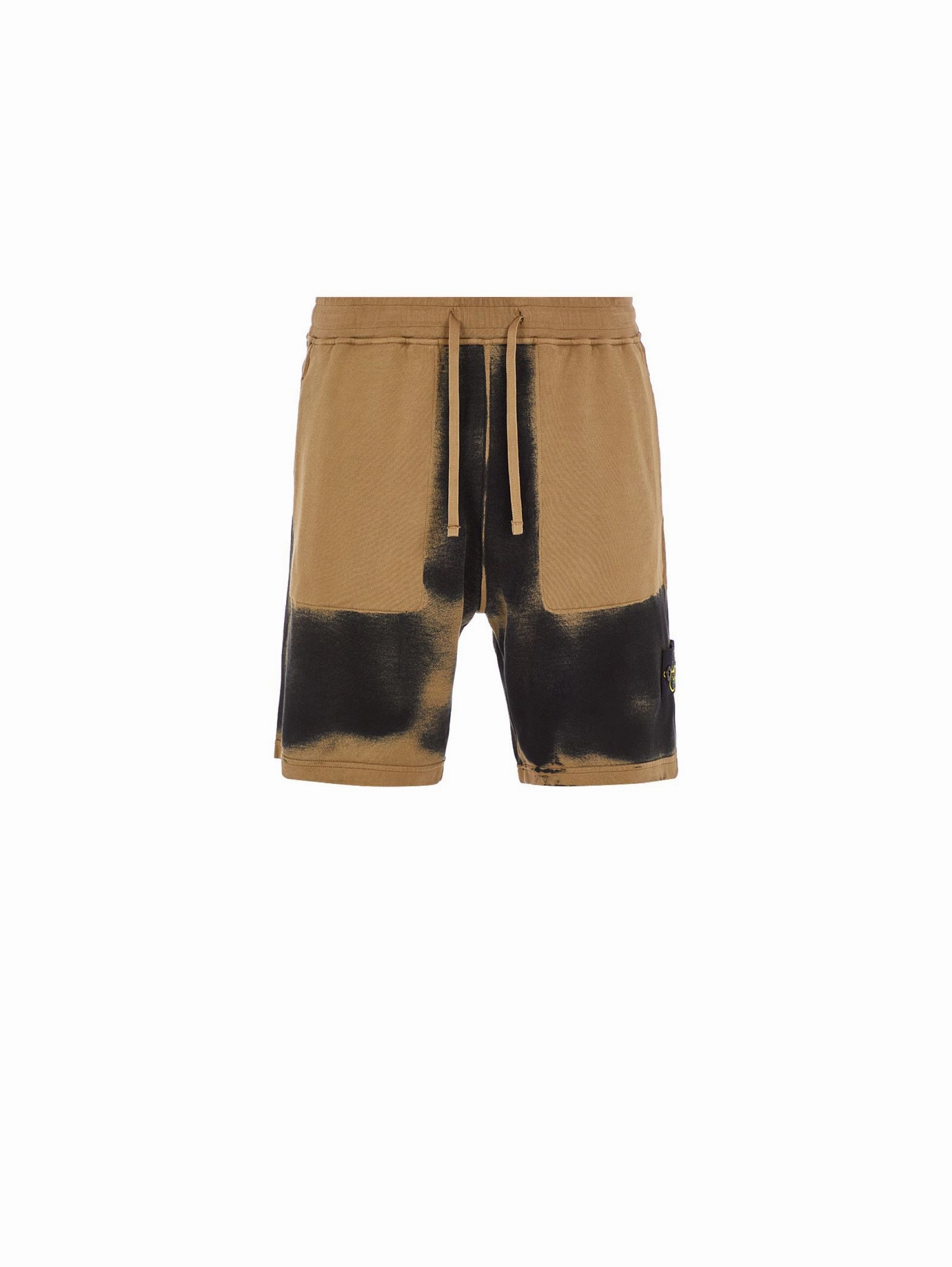 Beige/Black Airbrushed Fleece Bermuda
