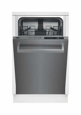 Beko DDS25842X Slim Size Stainless Dishwasher, 8 Place Settings, 48 Dba, Top Control