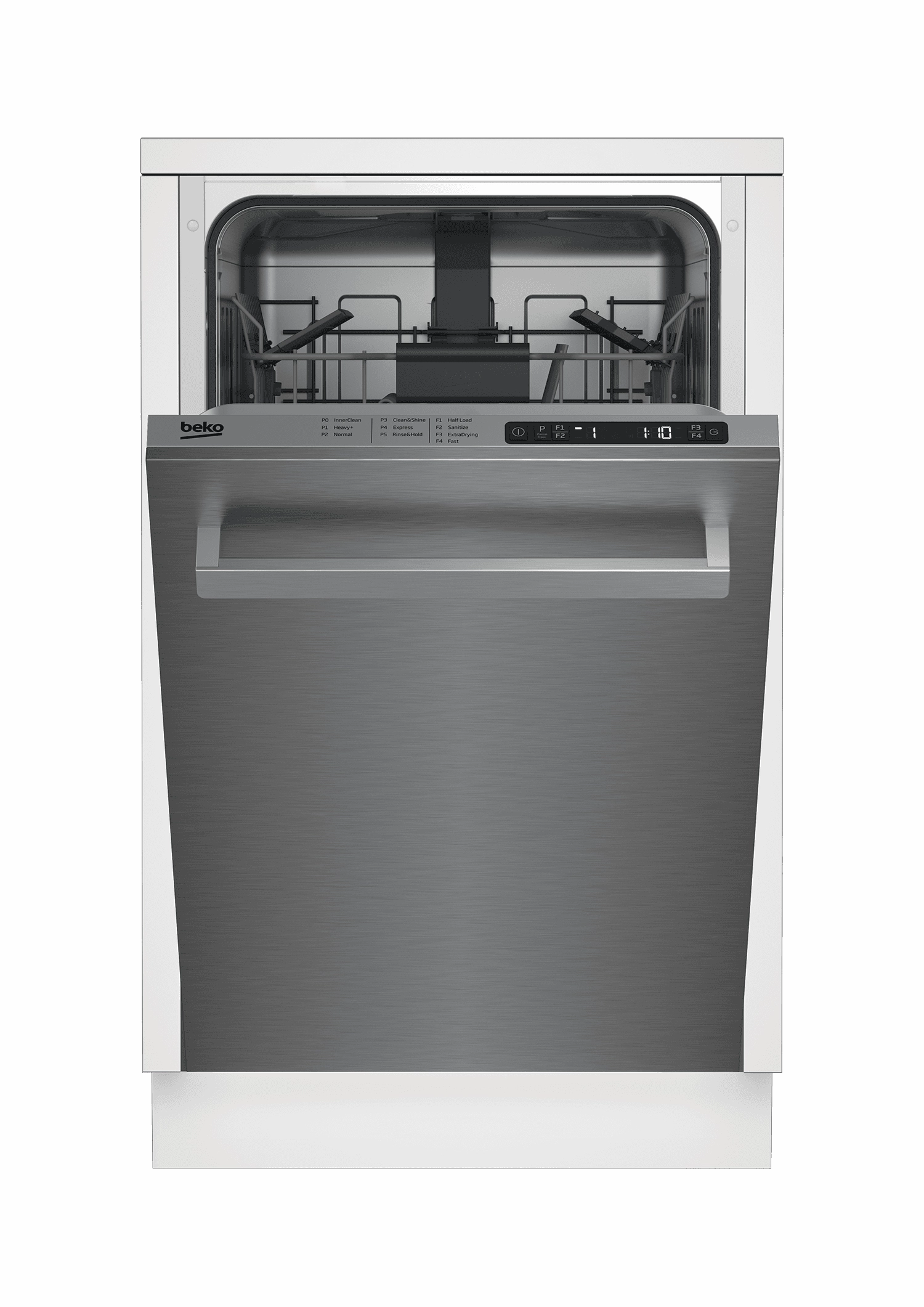 Beko DDS25842X Slim Size Stainless Dishwasher, 8 Place Settings, 48 Dba, Top Control