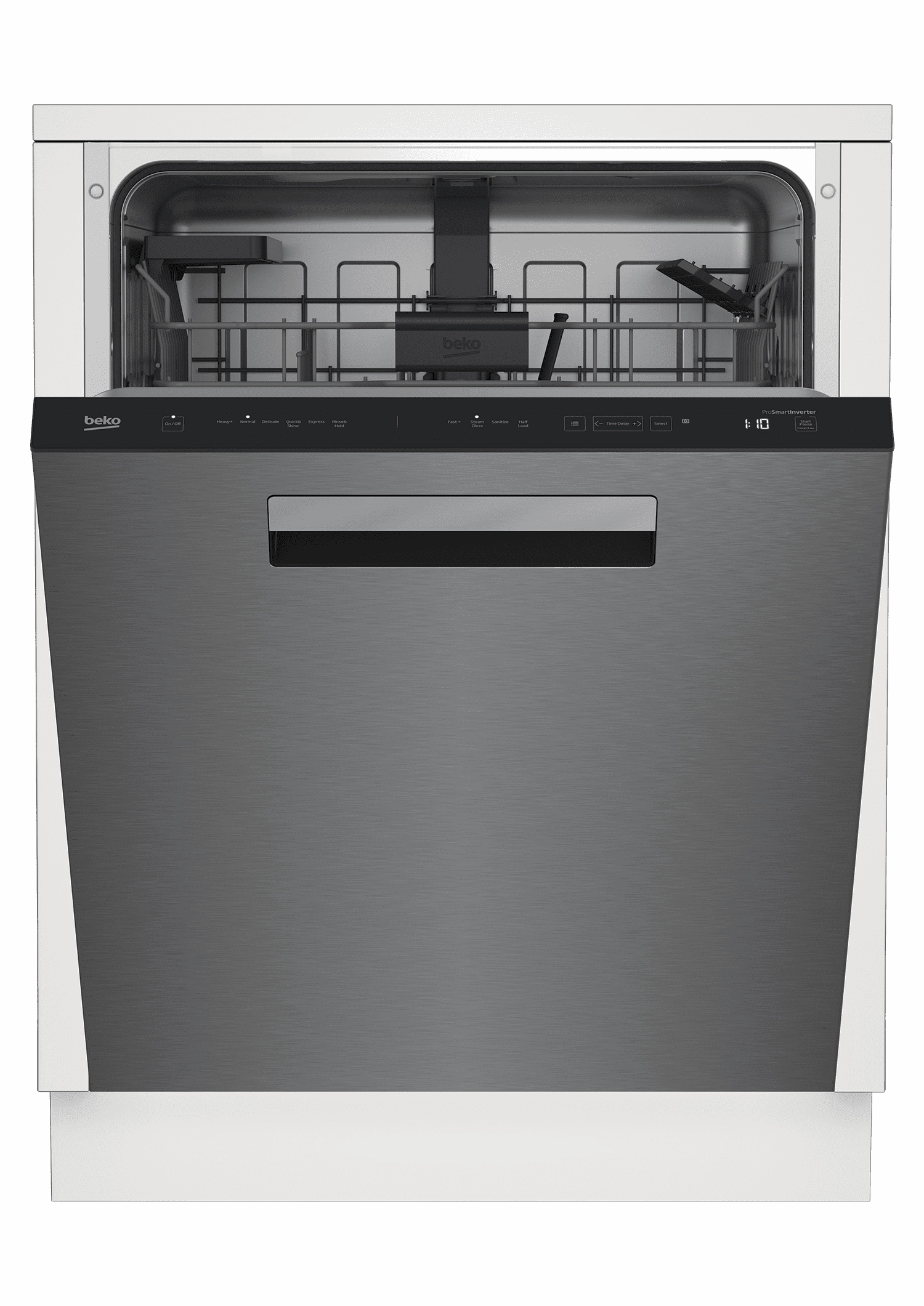 Beko DDT36430XIH Tall Tub Stainless Dishwasher, 14 Place Settings, 45 Dba, Top Control With Pocket Handle