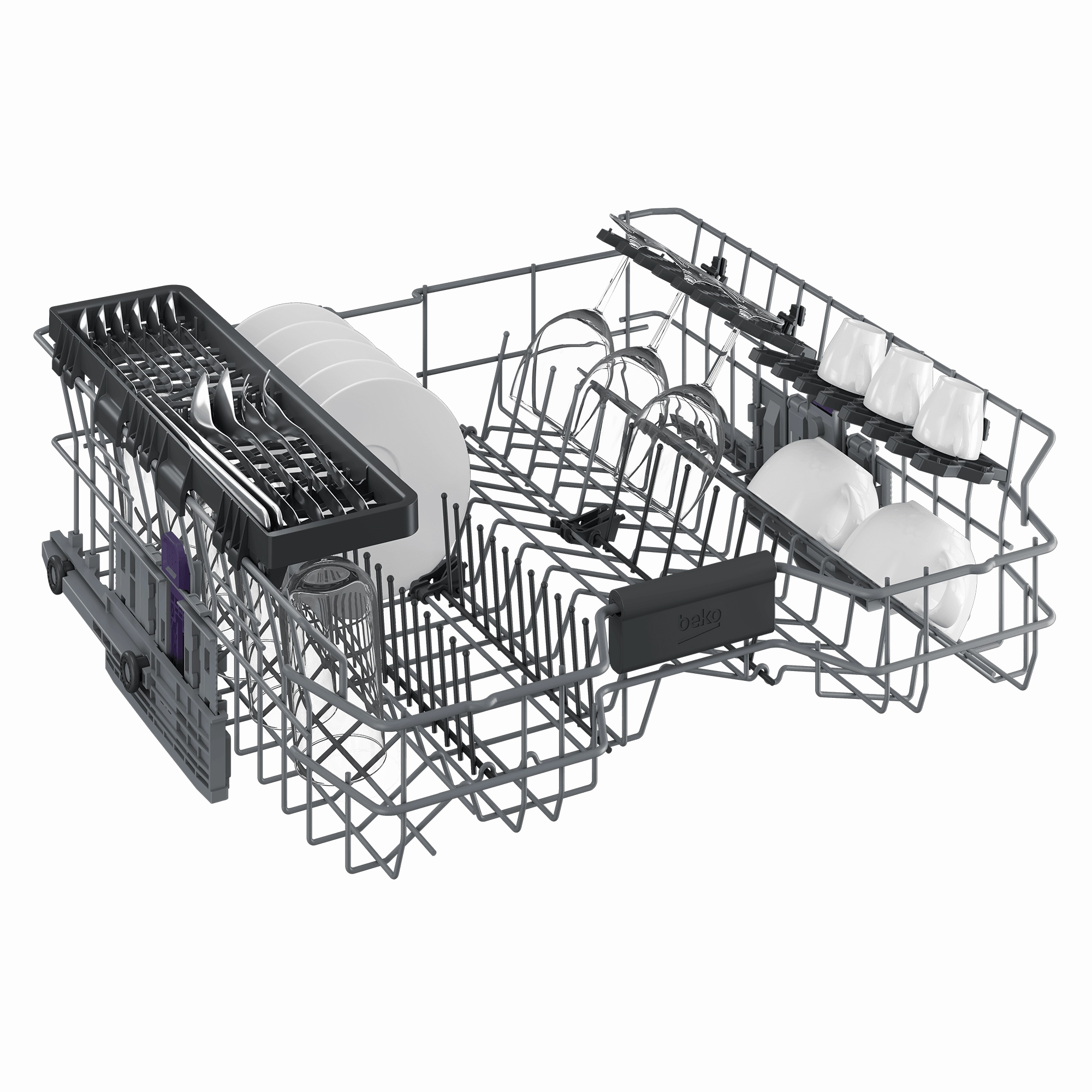 Beko DDT36430XIH Tall Tub Stainless Dishwasher, 14 Place Settings, 45 Dba, Top Control With Pocket Handle