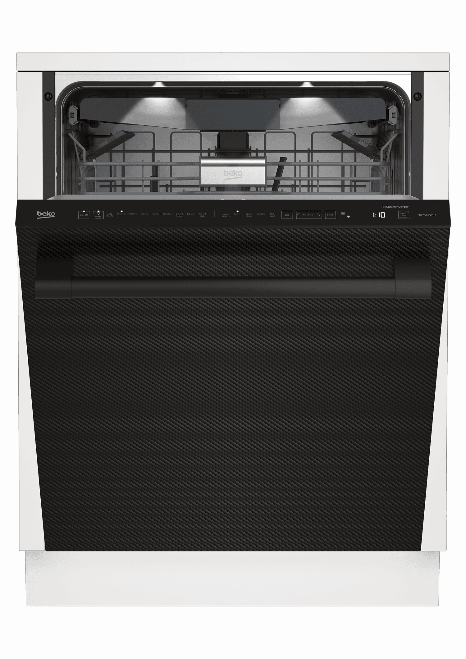 Beko DDT39432CF Tall Tub Wifi Connected Carbon Fiber Dishwasher, 16 Place Settings, 39 Dba, Top Control