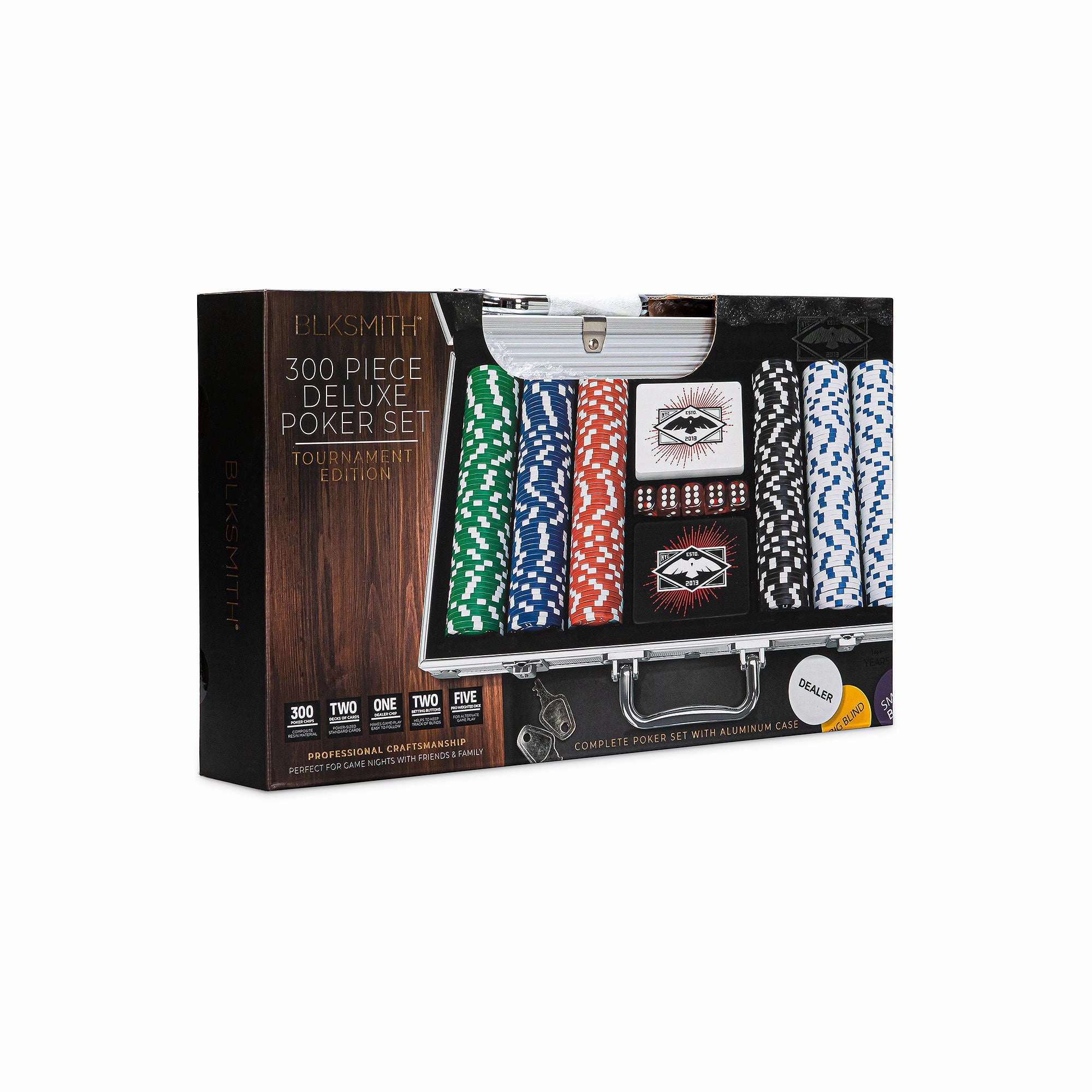 Blksmith XG1050-MUA 300 Pcs Deluxe Tournament Edition Poker Set w/Carrying Case, One Size, Multiple Colors