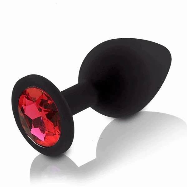 Butt Plug - Medium Silicone Anal Plug With Gem (8 Color Options)