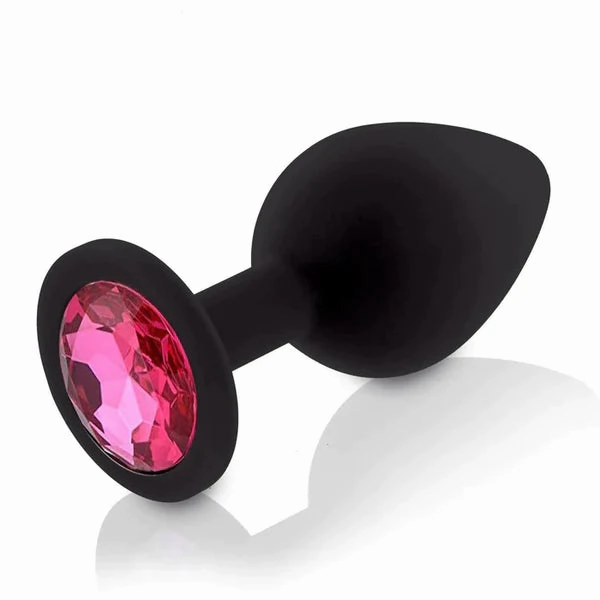 Butt Plug - Medium Silicone Anal Plug With Gem (8 Color Options)