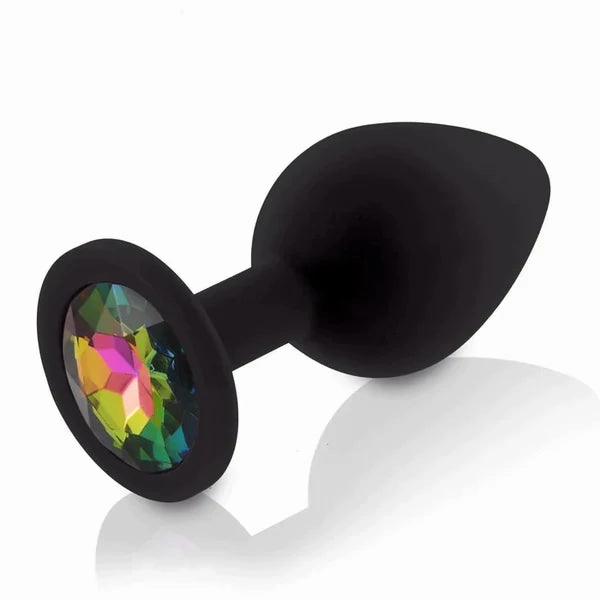 Butt Plug - Medium Silicone Anal Plug With Gem (8 Color Options)