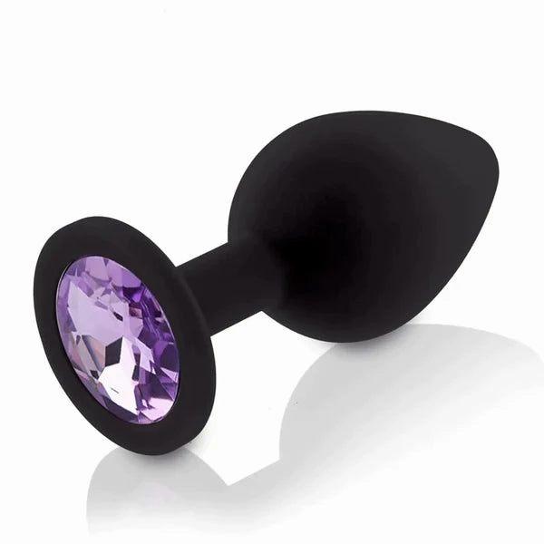 Butt Plug - Medium Silicone Anal Plug With Gem (8 Color Options)