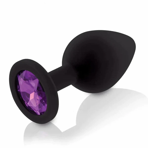 Butt Plug - Medium Silicone Anal Plug With Gem (8 Color Options)