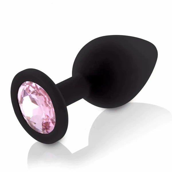 Butt Plug - Medium Silicone Anal Plug With Gem (8 Color Options)
