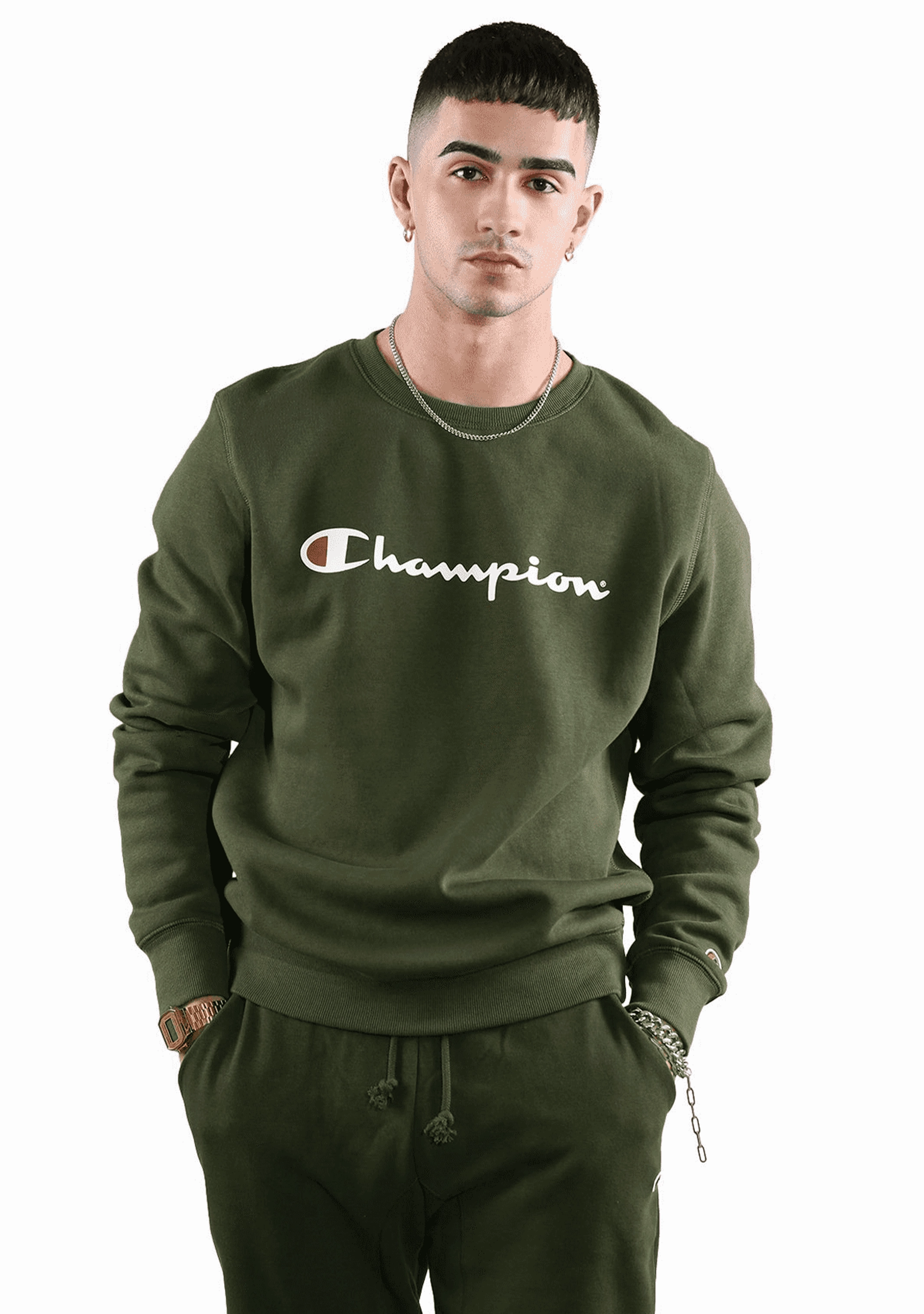 Champion Men’s Script Crew Forrest Green