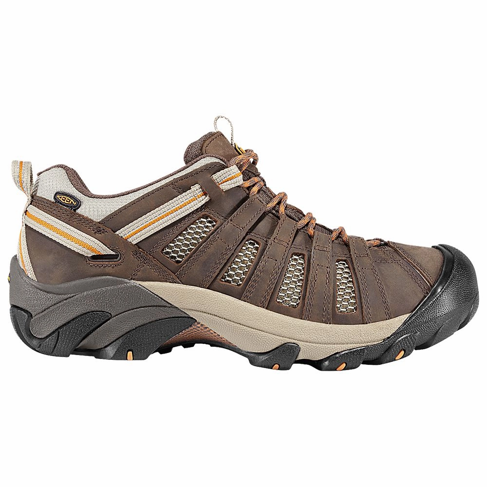 KEEN 1002570 Men's Voyageur Breathable Hiking Shoes, Black Olive/Inca Gold, Size 8