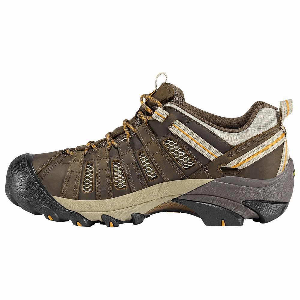 KEEN 1002570 Men's Voyageur Breathable Hiking Shoes, Black Olive/Inca Gold, Size 8