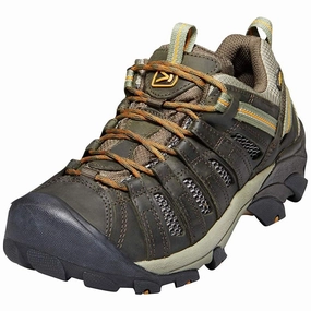 KEEN 1002570 Men's Voyageur Breathable Hiking Shoes, Black Olive/Inca Gold, Size 8