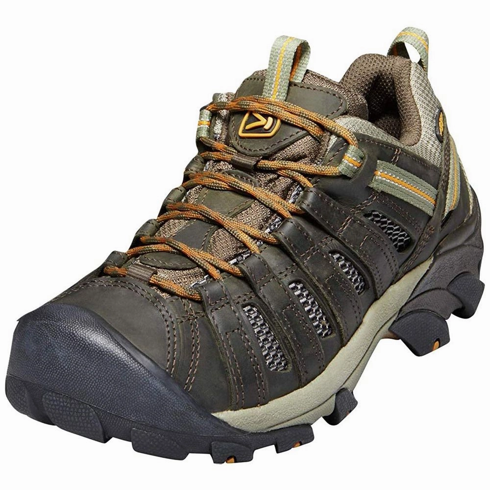 KEEN 1002570 Men's Voyageur Breathable Hiking Shoes, Black Olive/Inca Gold, Size 8