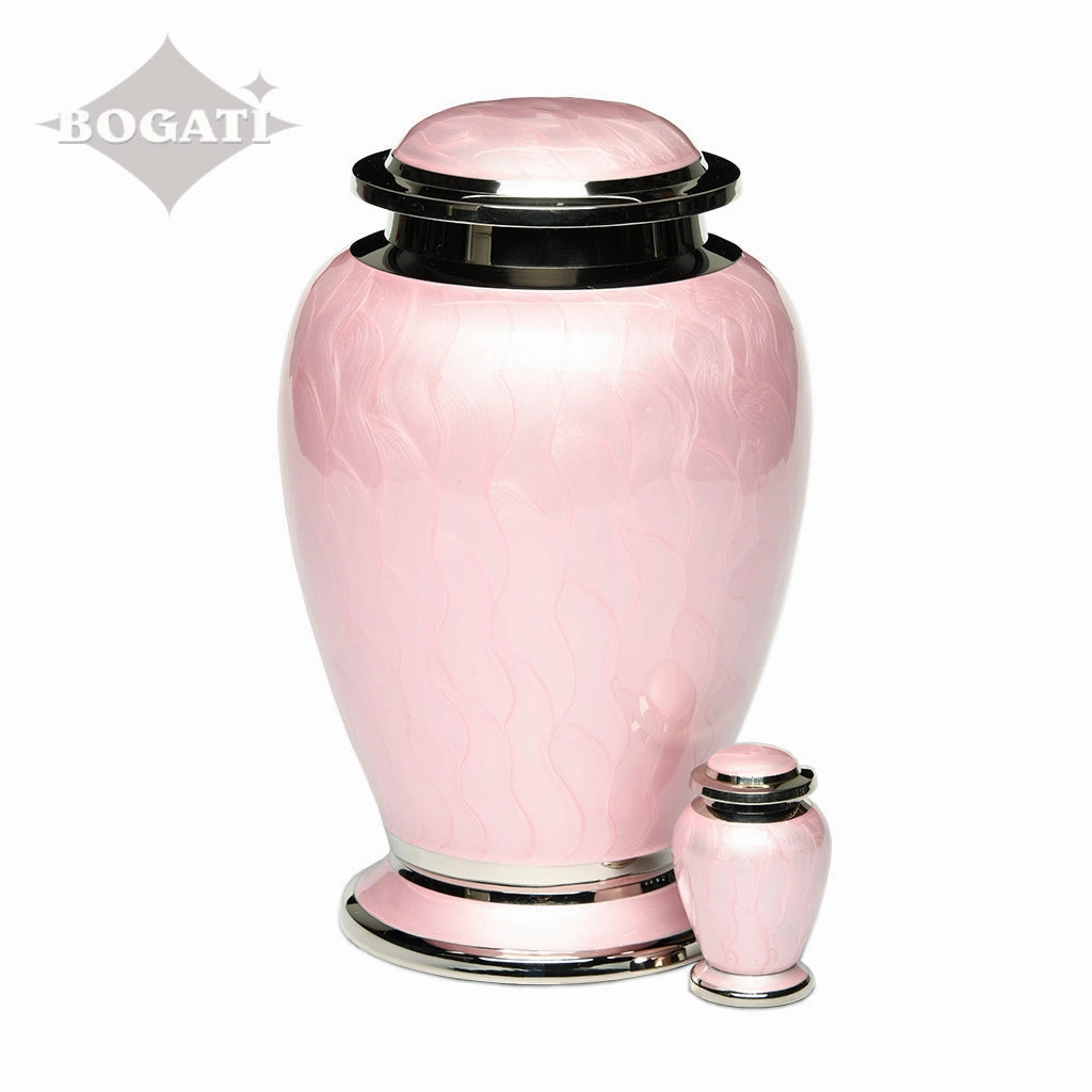 KEEPSAKE - Brass Urn -2571- Gleaming Enamel  with Nickel Banding