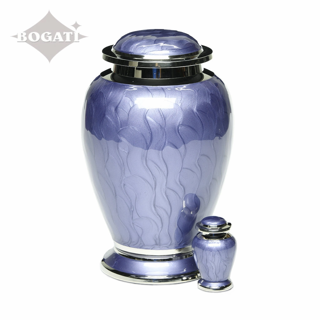 KEEPSAKE - Brass Urn -2571- Gleaming Enamel  with Nickel Banding