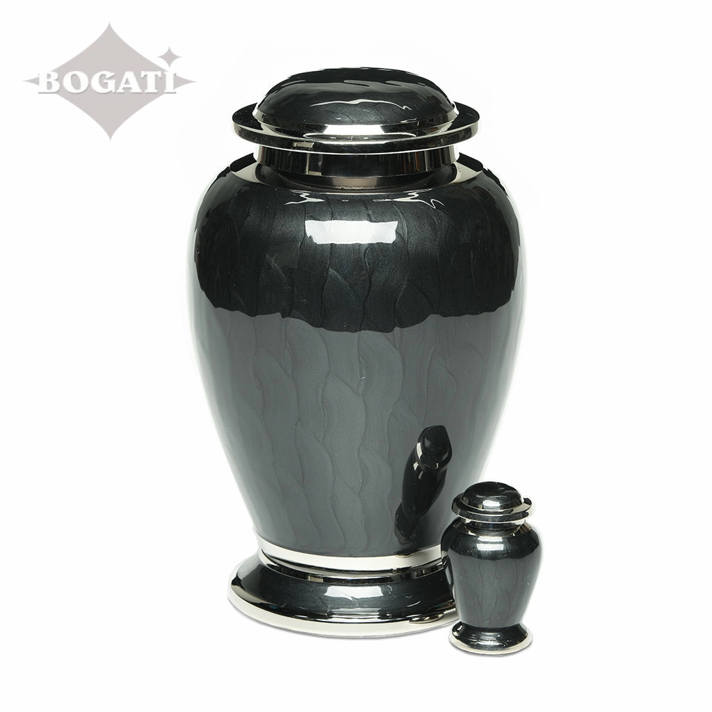 KEEPSAKE - Brass Urn -2571- Gleaming Enamel  with Nickel Banding