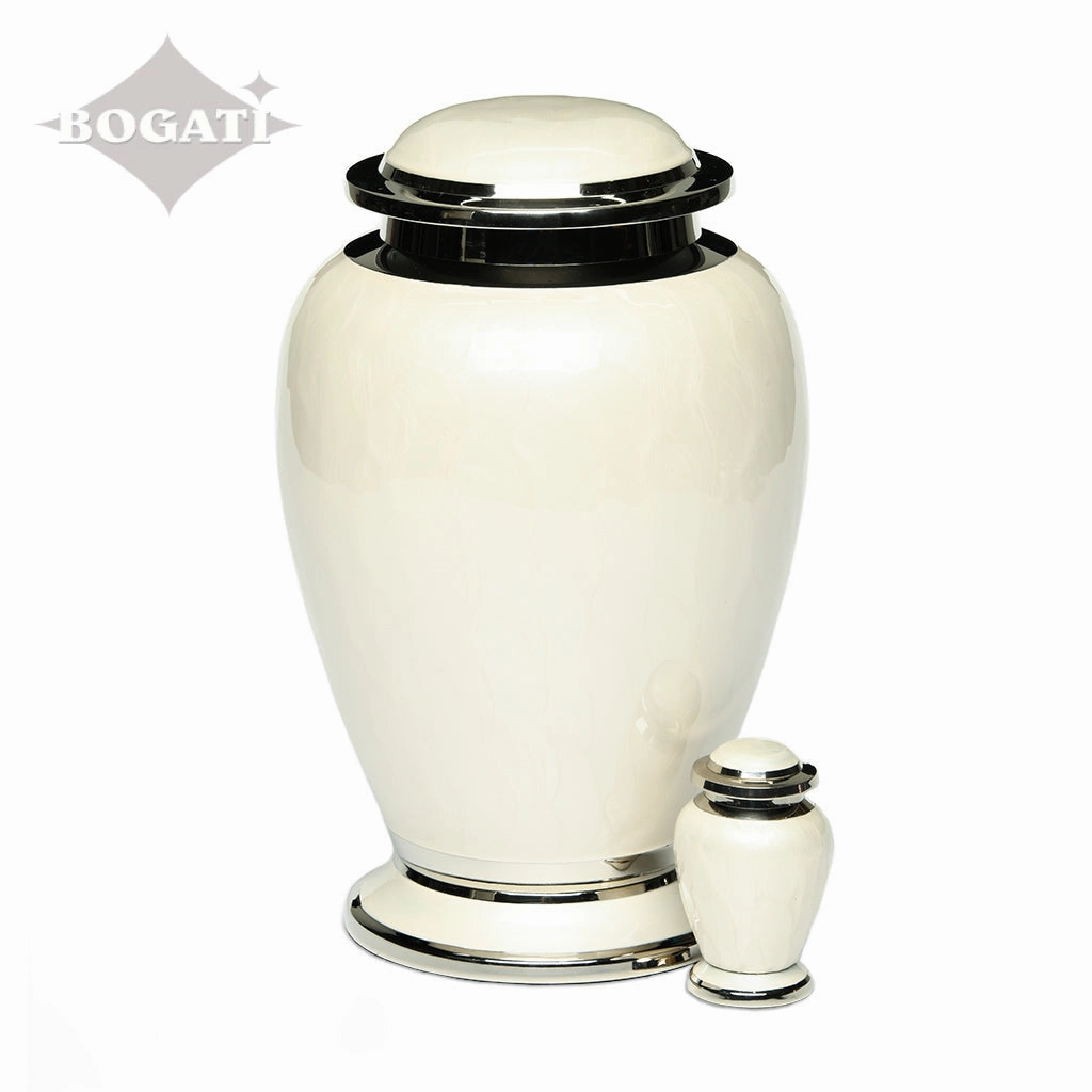 KEEPSAKE - Brass Urn -2571- Gleaming Enamel  with Nickel Banding