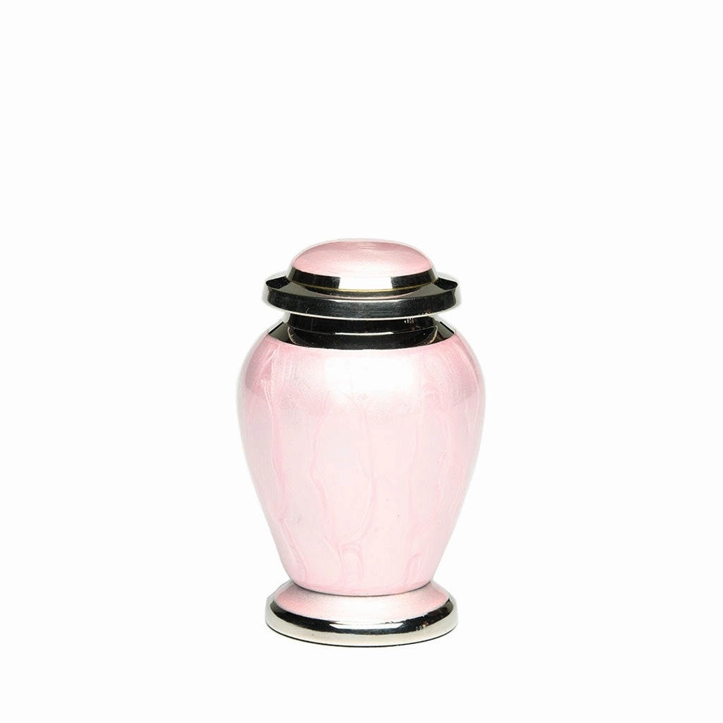 KEEPSAKE - Brass Urn -2571- Gleaming Enamel  with Nickel Banding