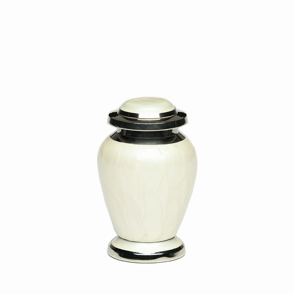 KEEPSAKE - Brass Urn -2571- Gleaming Enamel  with Nickel Banding