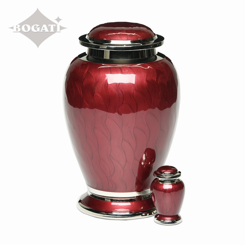 KEEPSAKE - Brass Urn -2571- Gleaming Enamel  with Nickel Banding