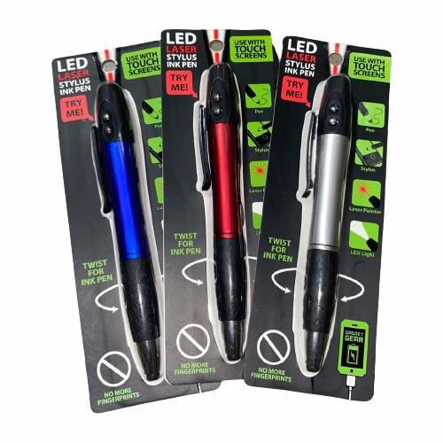 Laser Pointer Stylus with LED Light Pen - 12 Pieces Per Retail Ready Display 21607MN