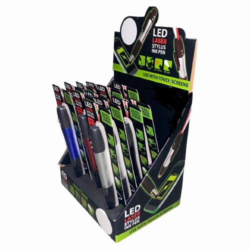 Laser Pointer Stylus with LED Light Pen - 12 Pieces Per Retail Ready Display 21607MN