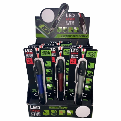 Laser Pointer Stylus with LED Light Pen - 12 Pieces Per Retail Ready Display 21607MN