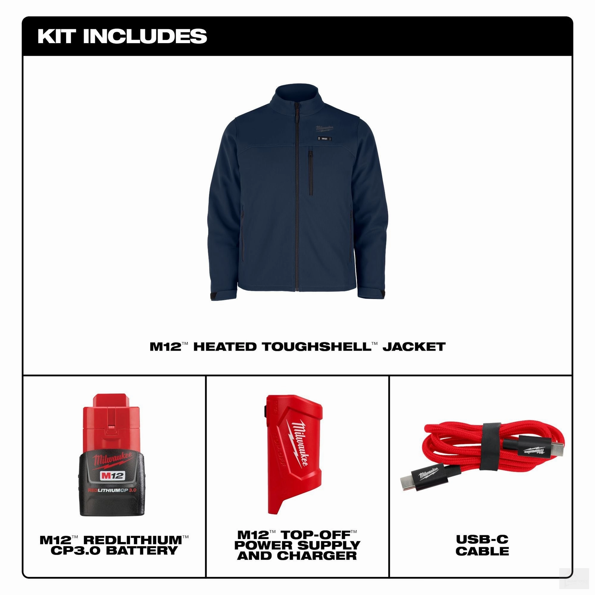 Milwaukee M12 Heated TOUGHSHELL Jacket Kit Blue (M100U-21)
