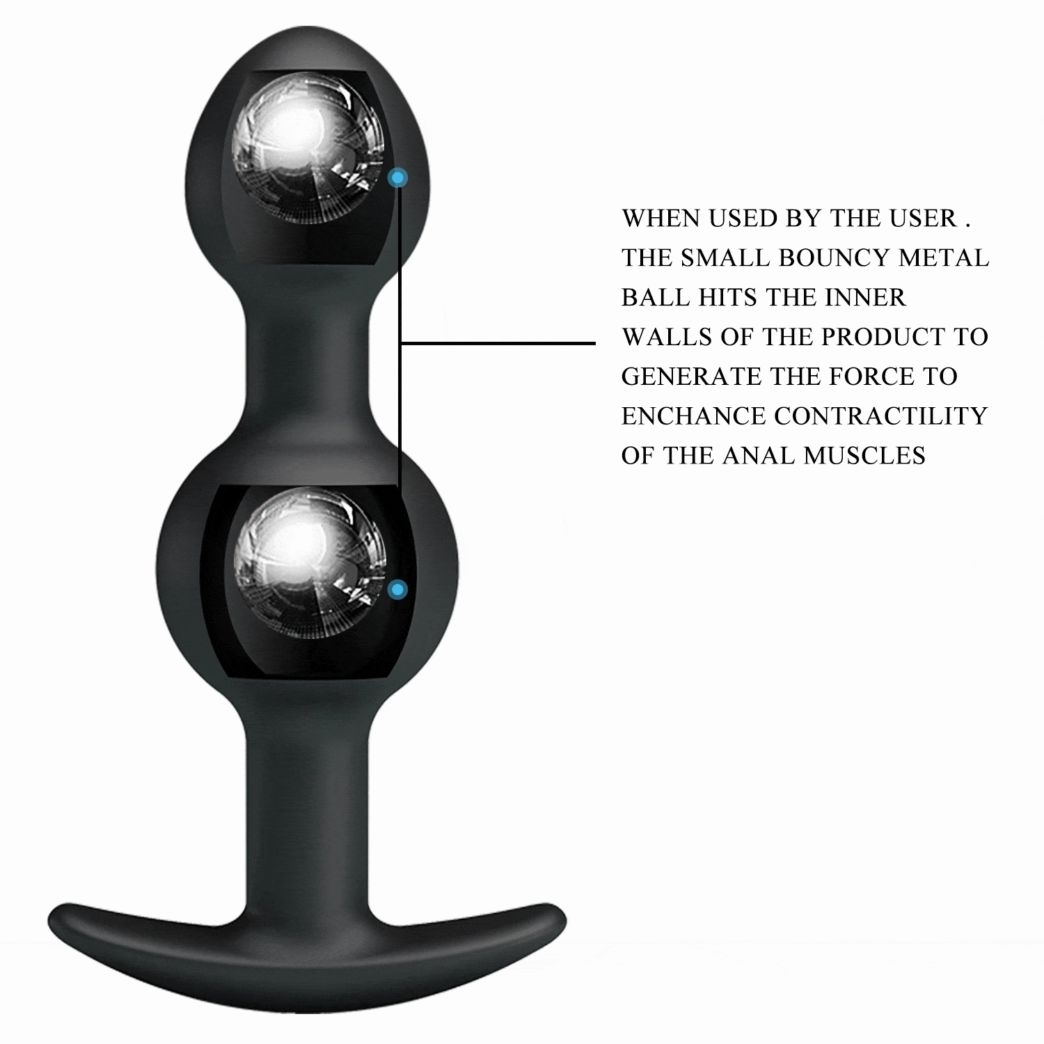 Pretty Love - Heavy Balls Silicone Butt Plug (Black)