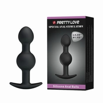 Pretty Love - Heavy Balls Silicone Butt Plug (Black)