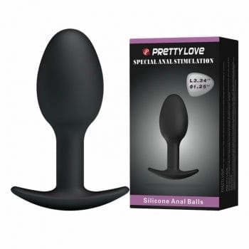 Pretty Love - Heavy Balls Silicone Butt Plug (Black)