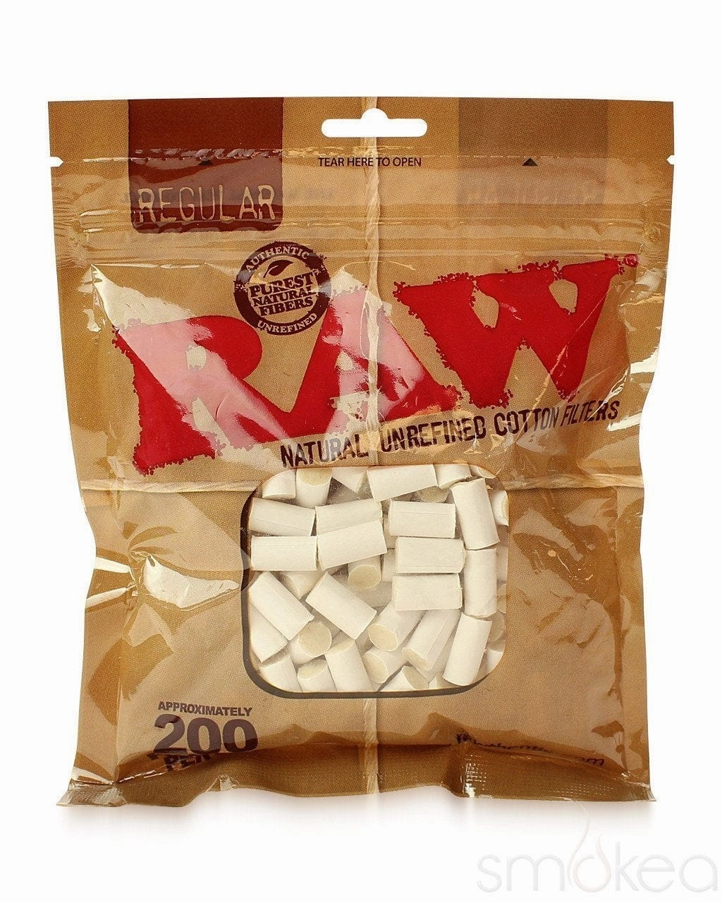Raw Natural Unrefined Regular Cotton Filters (200-Pack)