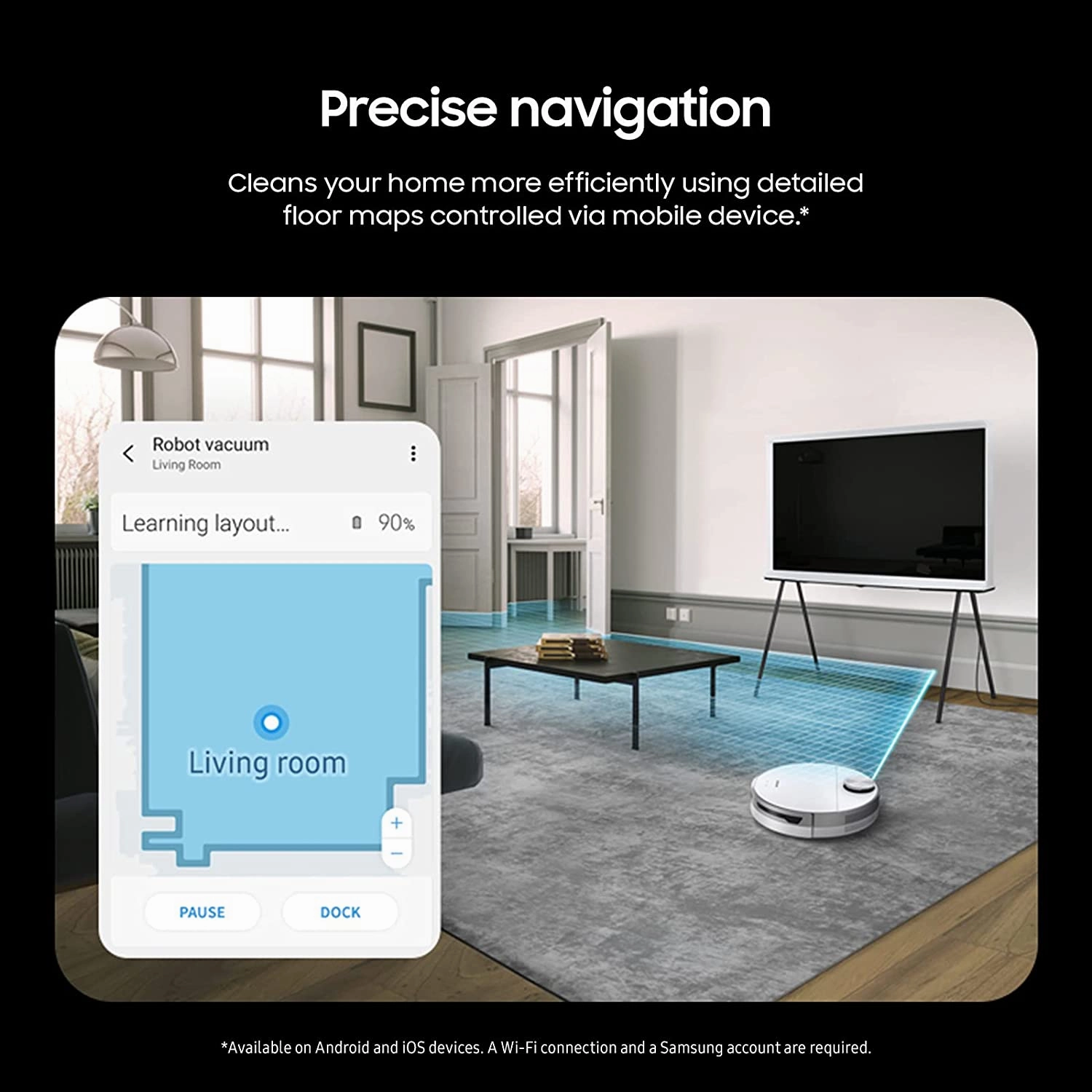 Samsung VR30T85513W/AA Jet Bot  Robot Vacuum with Clean Station, White