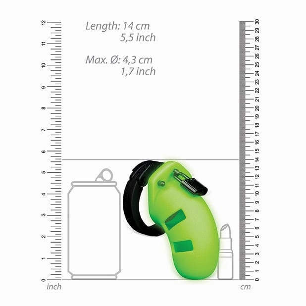 Shots - Ouch 3.5 Model 20 Cock Cage Glow in the Dark (Green)