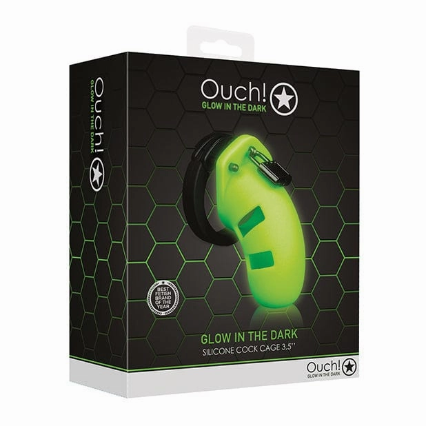 Shots - Ouch 3.5 Model 20 Cock Cage Glow in the Dark (Green)