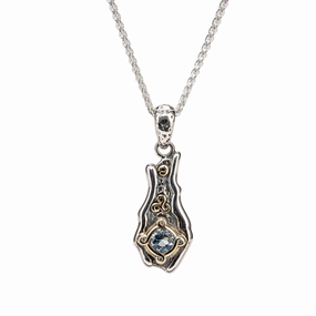 Silver and 10k Gold Rocks 'n Rivers Eddy Pendant - Sky Blue Topaz