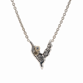 Silver and 10k Gold Rocks 'n Rivers Necklace - Cubic Zirconia