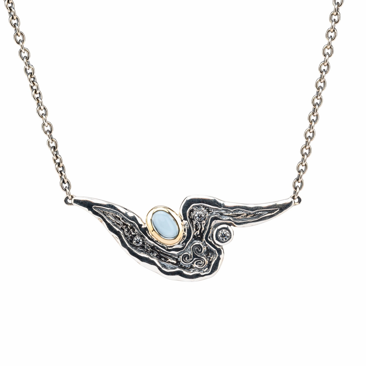 Silver and 10k Gold Rocks 'n Rivers Necklace - Sky Blue Topaz