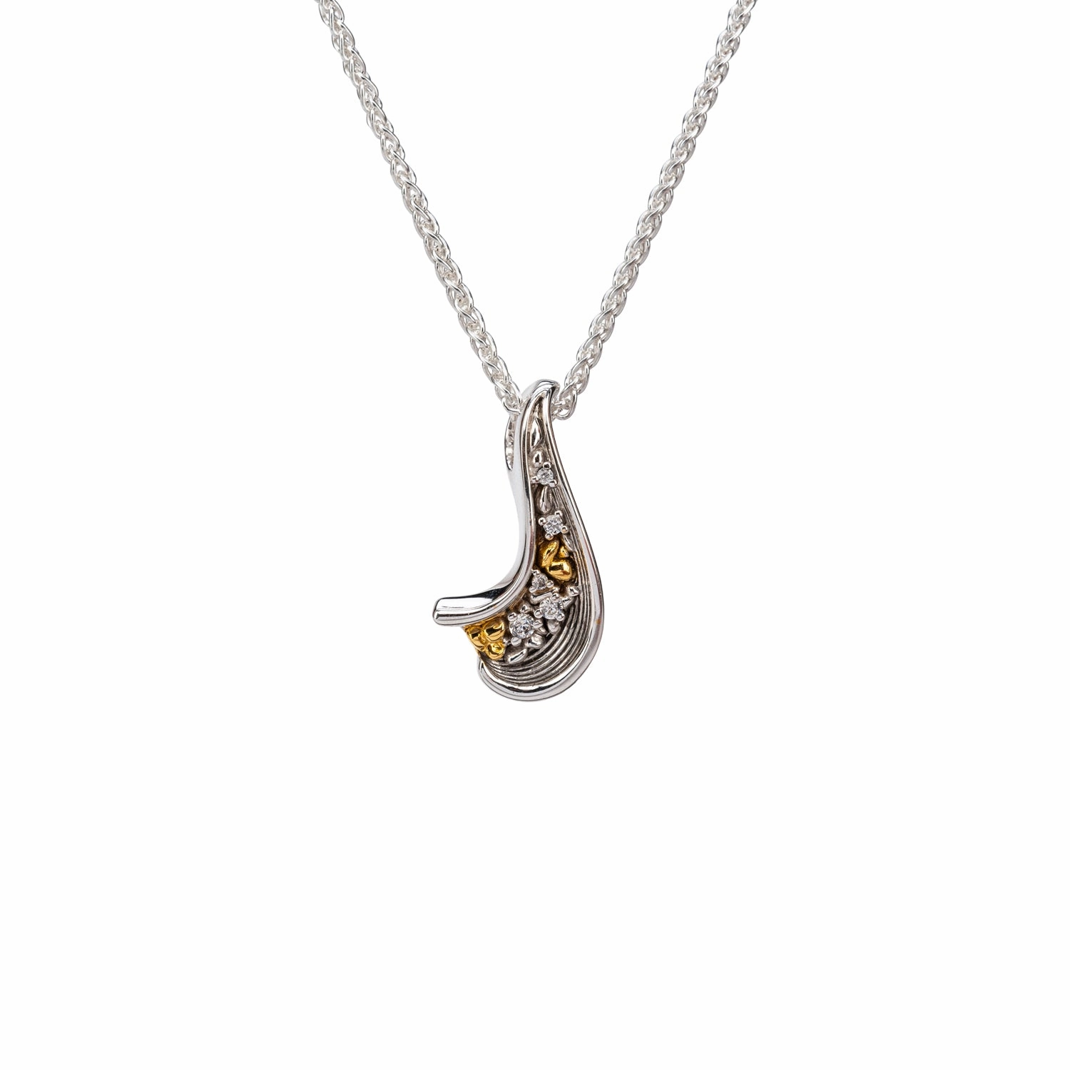 Silver And 10k Gold Rocks 'n Rivers Pendant - Cubic Zirconia