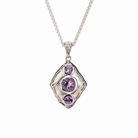 Silver Rocks 'n Rivers Pendant - Amethyst